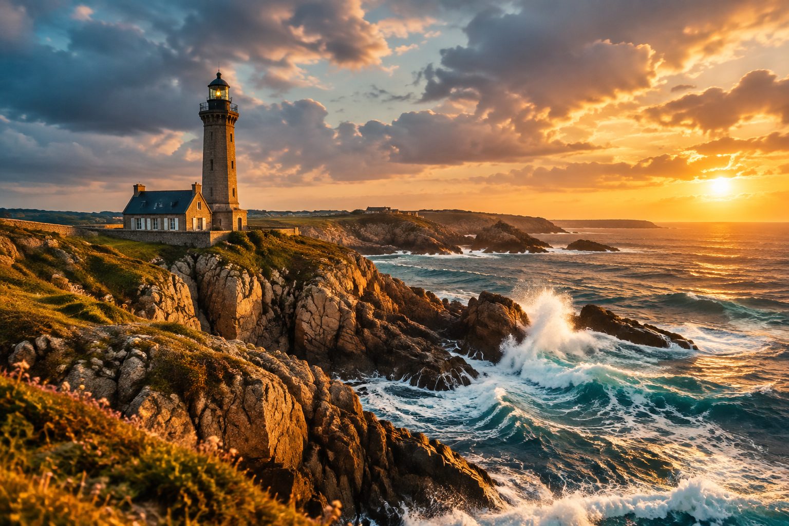 A Brittany lighthouse on the Atlantic coast